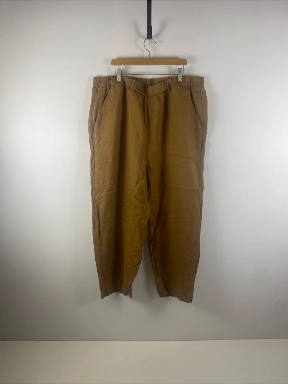 Quince 100% European Linen Mustard Pull On Elastic Waist Pants Size XL